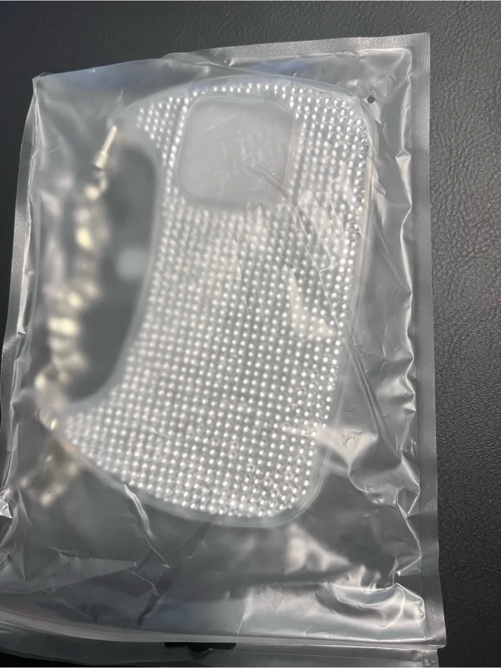 Silver Rhinestone Chain-Handle Phone Case - Brand Unspecified